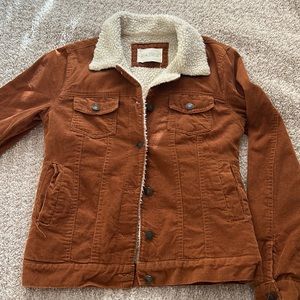 Women's Sherpa lined corduroy jacket, brown XS